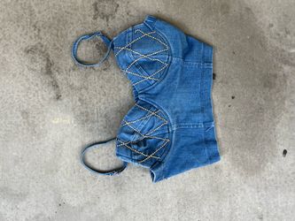 Bedazzled Denim Cropped Tank