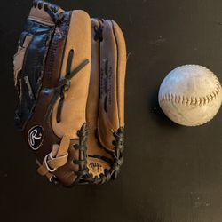 Rawlings Softball Glove and Softball