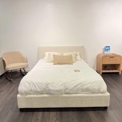 RH Inspired Bed — Minimal Chenille Upholstered Frame/ Free Local Delivery 🚚 