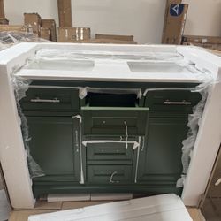 48 in. Green Wood Double Sink Freestanding Bathroom Vanity with White Ceramic Top