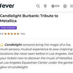 *2 Tickets* Candlelight: Tribute to Metallica Friday, 2/27 at 5:30pm