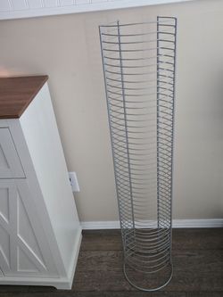 Silver Metal DVD Storage Tower Rack Organizer Holds 47 DVDs Media Stand