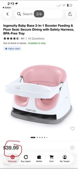 Ingenuity Baby Base 2-in-1 Booster Feeding & Floor Seat