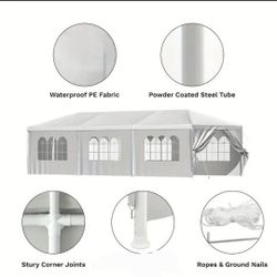 10x30 Outdoor Canopy Tent with 8 Removable Sidewalls, Waterproof Party Tent Gazebo, Outdoor Canopy for Parties, Weddings & Gatherings, White