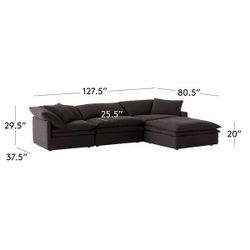 Sofa CB2 Mattea 4-Piece Charcoal Black Performance Linen Sectional