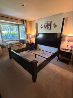 Solid Wood King Bed, Side Rails, Footboard - Disassembled & Ready to Go