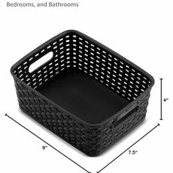 Small Pantry Organizer Basket Bins - Household Organizers with Cutout Handles for Kitchen Organization, Countertops, Cabinets, Bedrooms, and Bathrooms