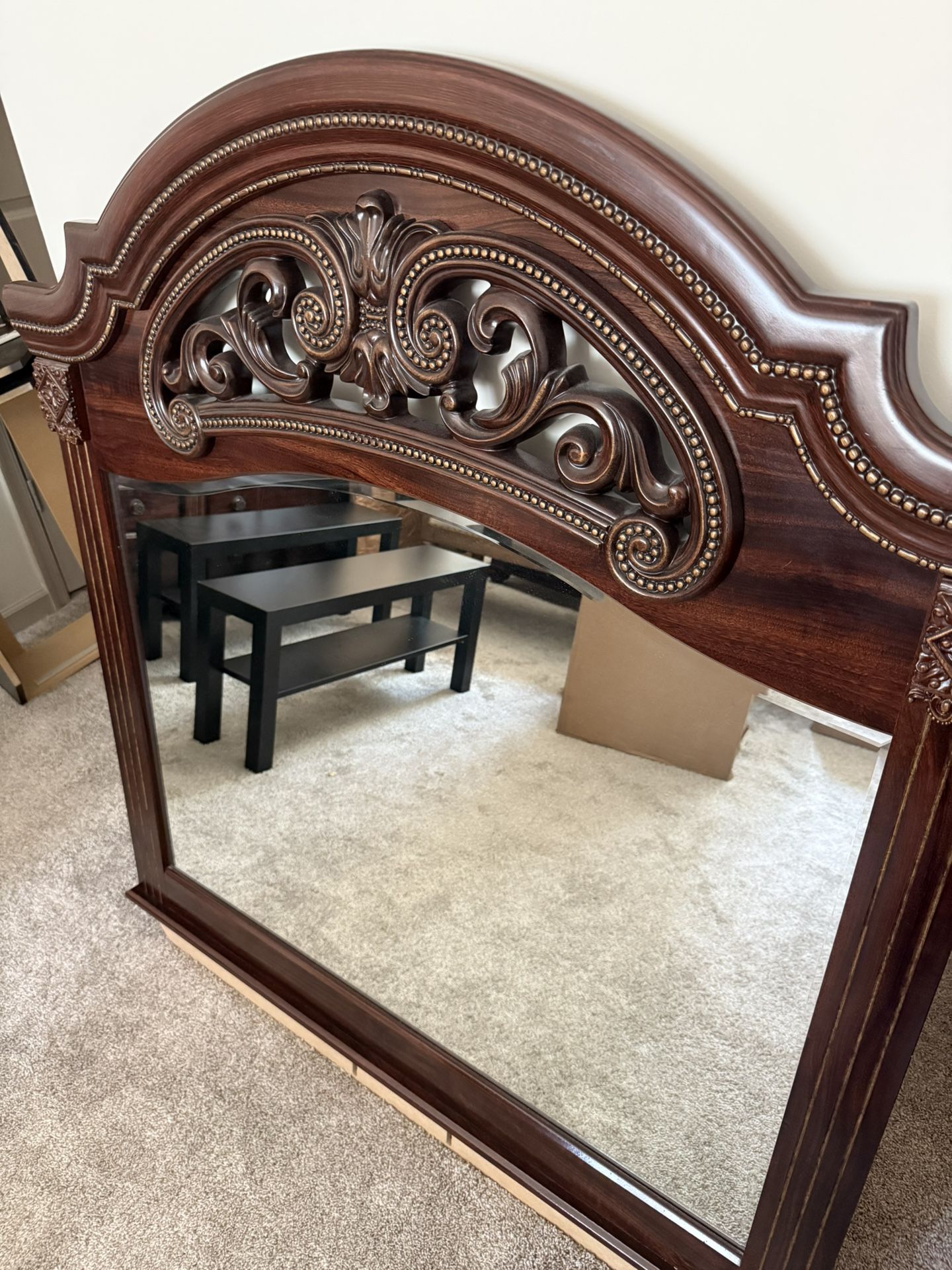 Pair Of Nightstands, Mirror And Long Dresser