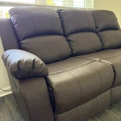 Leather Sofa And Love Coach 