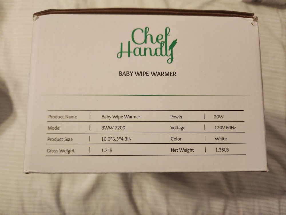 Chef Handy Baby Wipe Warmer BWW-7200 - New