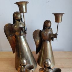 4 Copper Angels Candle Holders Christmas Decor Wings