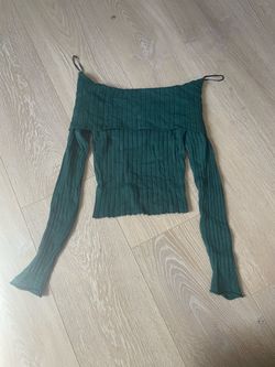 Dark Green Off The Shoulder Top