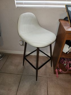 Modern Bar Stool White Fabric Set