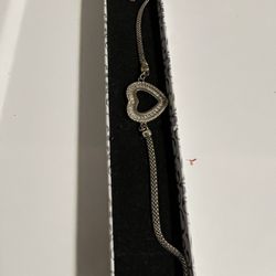 Beautiful Heart Silver 925 With Zircon Bracelet Like New 
