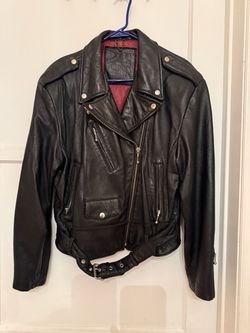 Chuky’s Bride Real Black Leather Moto Jacket with Belt