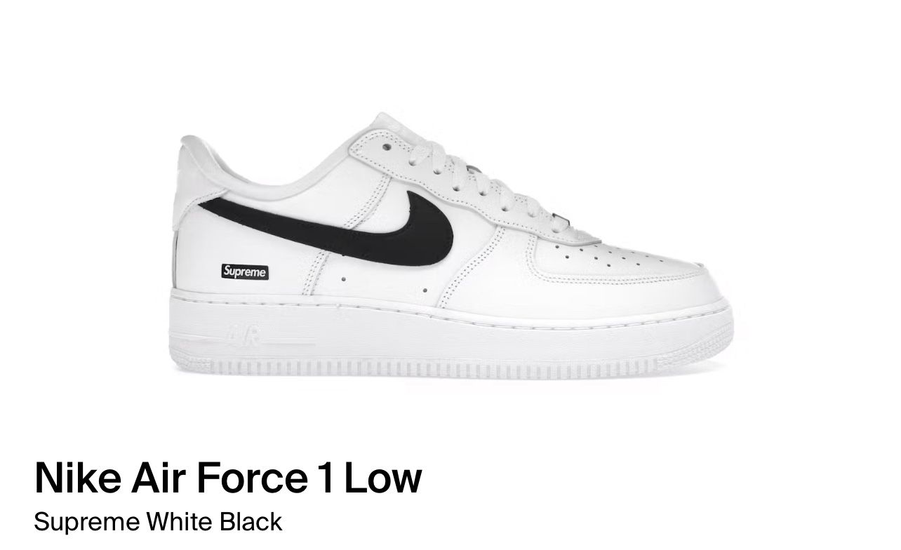 Nike Air Force 1 Low SUPREME CU9225 102 Size 10.5