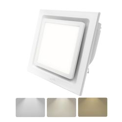 Bathroom Exhaust Fan with Light,9.8 in Panel,3000K/4500K/6000K 12W 7.5In Square LED,117 CFM,0.7 Sones 4 Inches Duct 110V,Quiet Ventilation Exhaust Fan