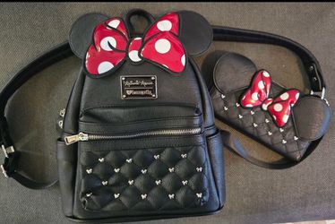 Loungefly Minnie Mouse miniature backpack and wallet.