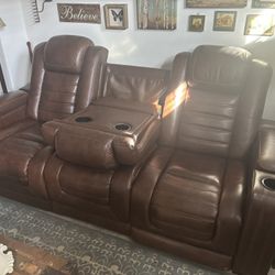 Alert Furniture- Leather Reclining couch
