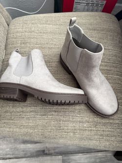 Gray Suede Chelsea Ankle Boots
