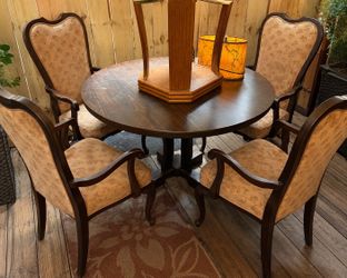 Vintage Round Dining Table Set – 4 Chairs Included