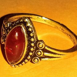 Simulated Ruby Antique Finish Ring 