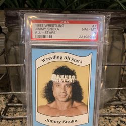 PSA 8 1983 Wrestling All Stars Jimmy “Superfly” Snuka Rookie Card RC WWE WWF WCW NWA HOF HTF MAN CAVE