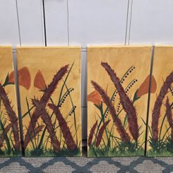 4 Painted canvas art pieces