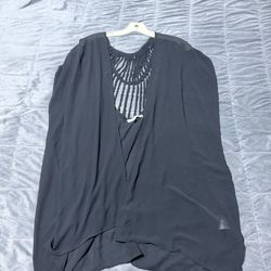 Naked Zebra Black Chiffon Kimono Cardigan - Macrame / Slashed Open Back