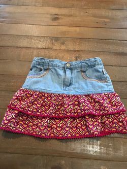 4T Route 66 Denim/floral rufffle skirt - $6!!