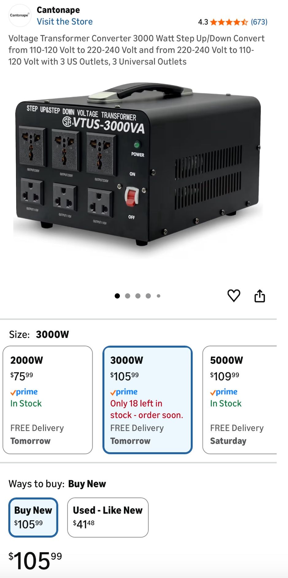 3000W Voltage Converter Transformer Step Up/Down 110V 120V to/From 220 240V US