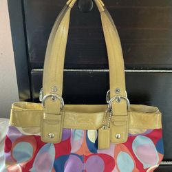 Y2K 2000s Coach Sateen Pleated Scarf Large SoHo Purse 