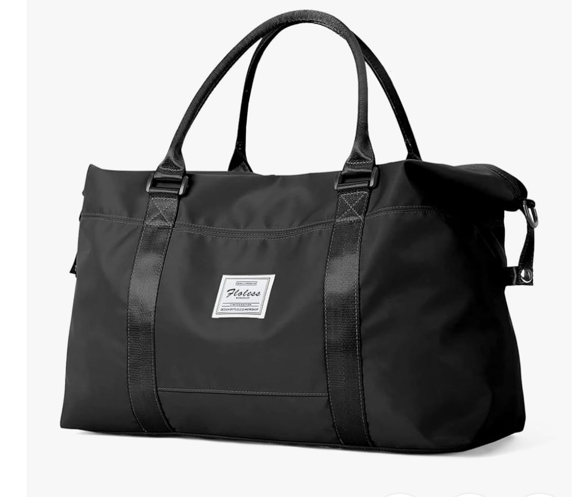 Small Black Gym Bag for Women, Stylish Duffle Travel Bag for Plane, Lightweight Duffle Bag for Women & Men, Sport Gym Tote Bag with Wet Pocket for Yog