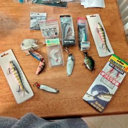 FISHING LURES COLLECTION AND REEL