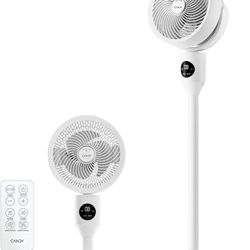 Candy Standing Fan for Bedroom, 3 Heights Adjustable Pedestal Fan with Remote, 90° Oscillating Floor Fan, 8 Speeds & 3 Modes, 25dB Quiet Room Fan, 12H