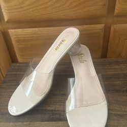 Women’s Clear Strap Block Heels – Size 11 – $15 OBO