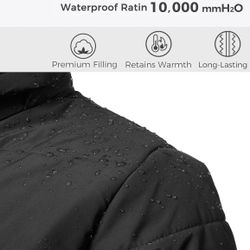 Men'S Thicken Puffer Jacket Padded Waterproof Warm Winter Coat with Hood
