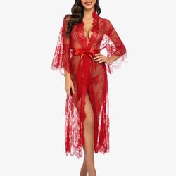 Lace Kimono Robe Sheer Nightdress