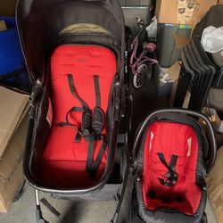 Evenflo Urbini Omni Plus Travel System with LiteMax Infant Car Seat, Classic Red 