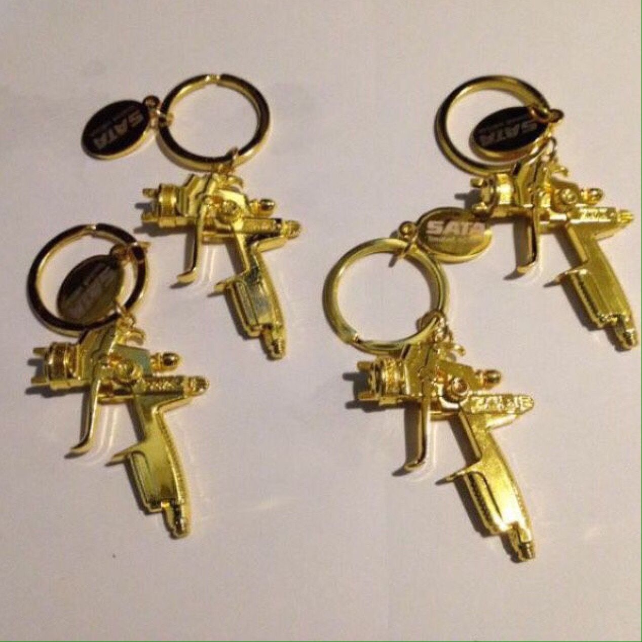 (4) SATAjet Spray Gun Keychain Gold SATA jet Keyring IWATA DEVILBISS WALCOM