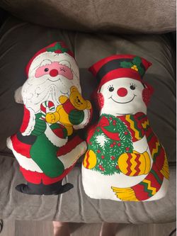 Super cute hand made Santa and snowman pillow