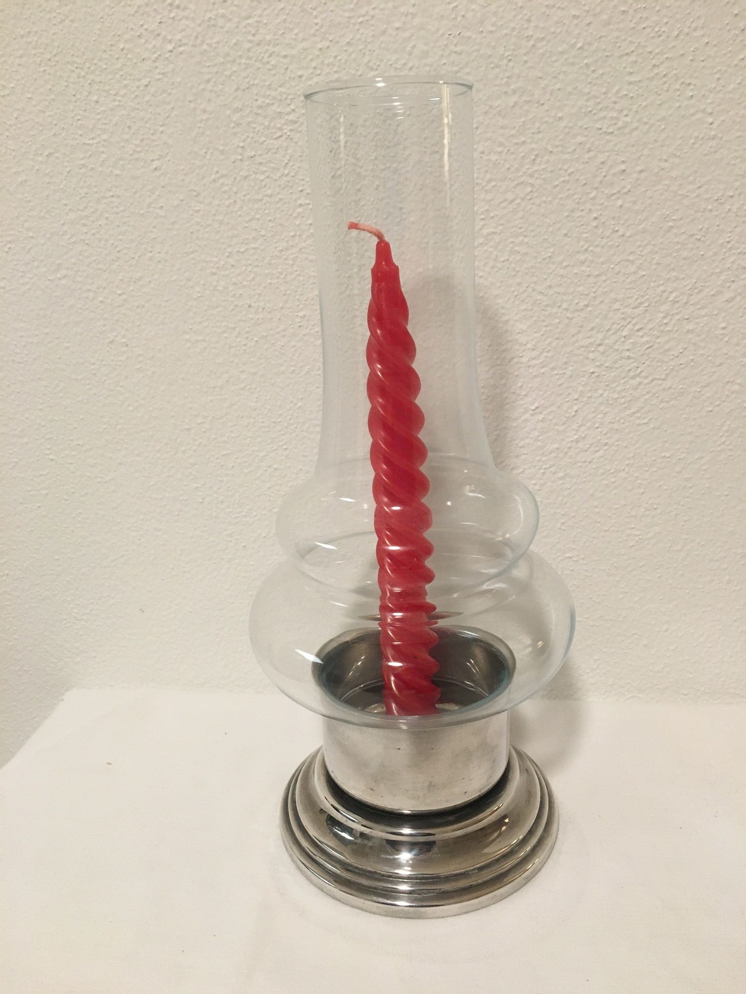 Glass and Silver-plated Candle Holder