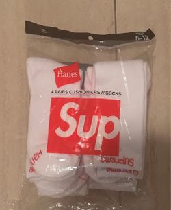 Supreme x Hanes Crew Socks 4-Pack White