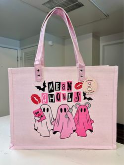 Pink Mean Ghouls Canvas Large Tote Bag NEW