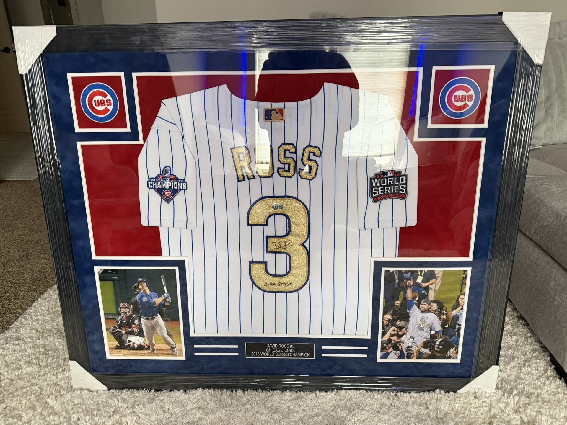 CUBS David Ross Signed Jersey Framed 
