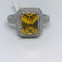 Sterling Silver Ring synthetic citrine