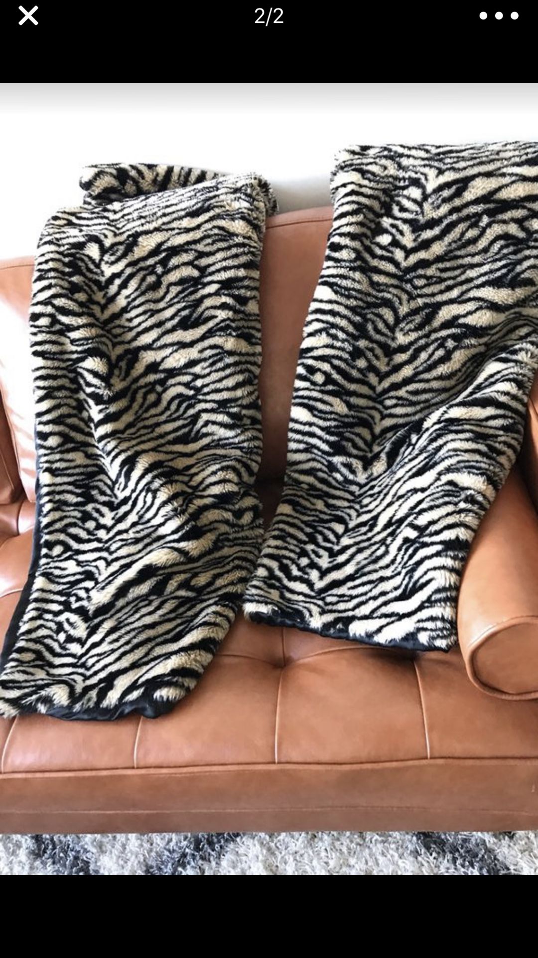 2 faux fur throw blankets