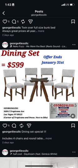 Diner Table With Four Chairs 