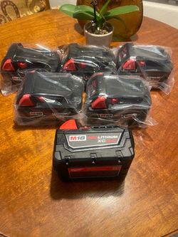 New Milwaukee Batteries M18 XC 5.0 $60 Each Cada Una Firm-Firme