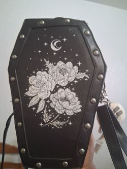 gothic coffin-shaped crossbody purse
